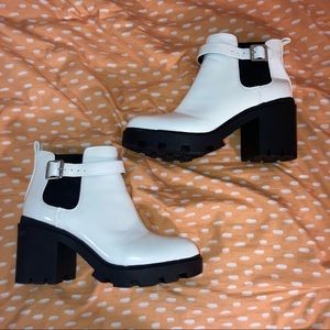 White Vinyl Platform Booties - Never Worn Outside!